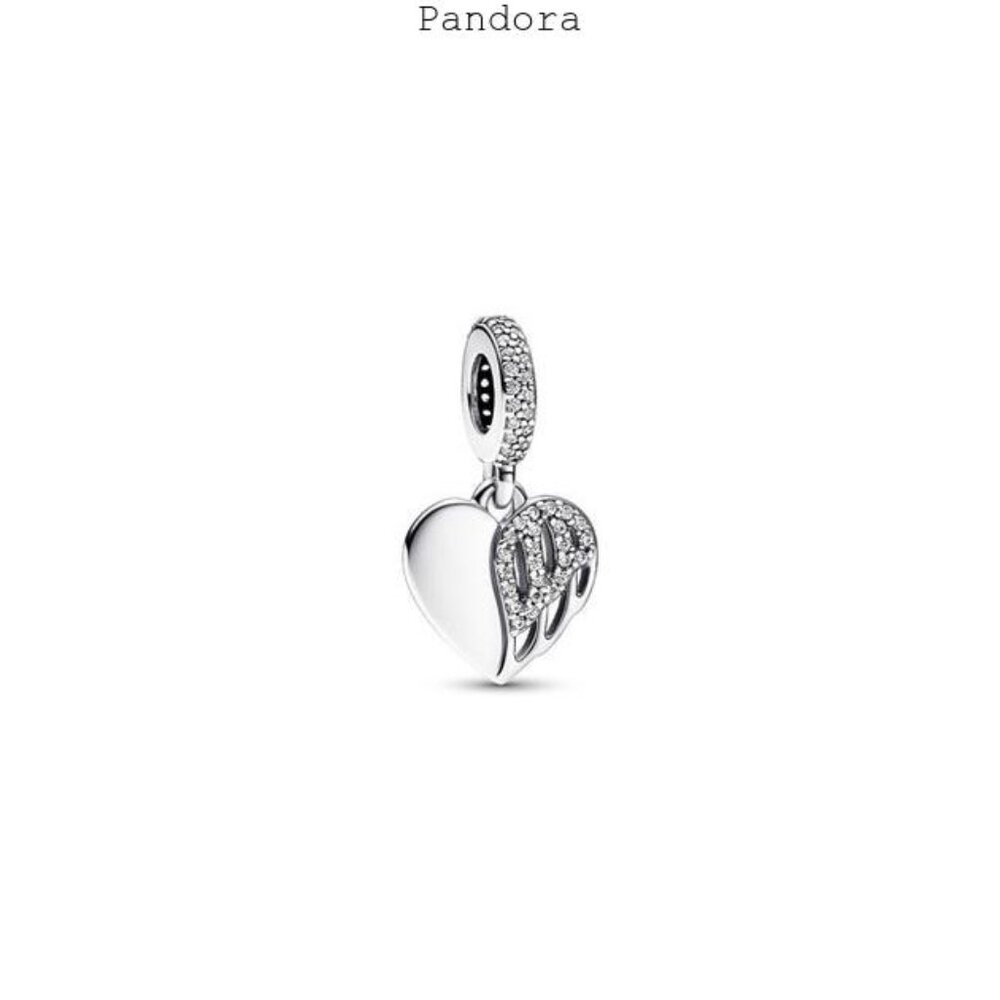 Silver Heart Charm with Crystals